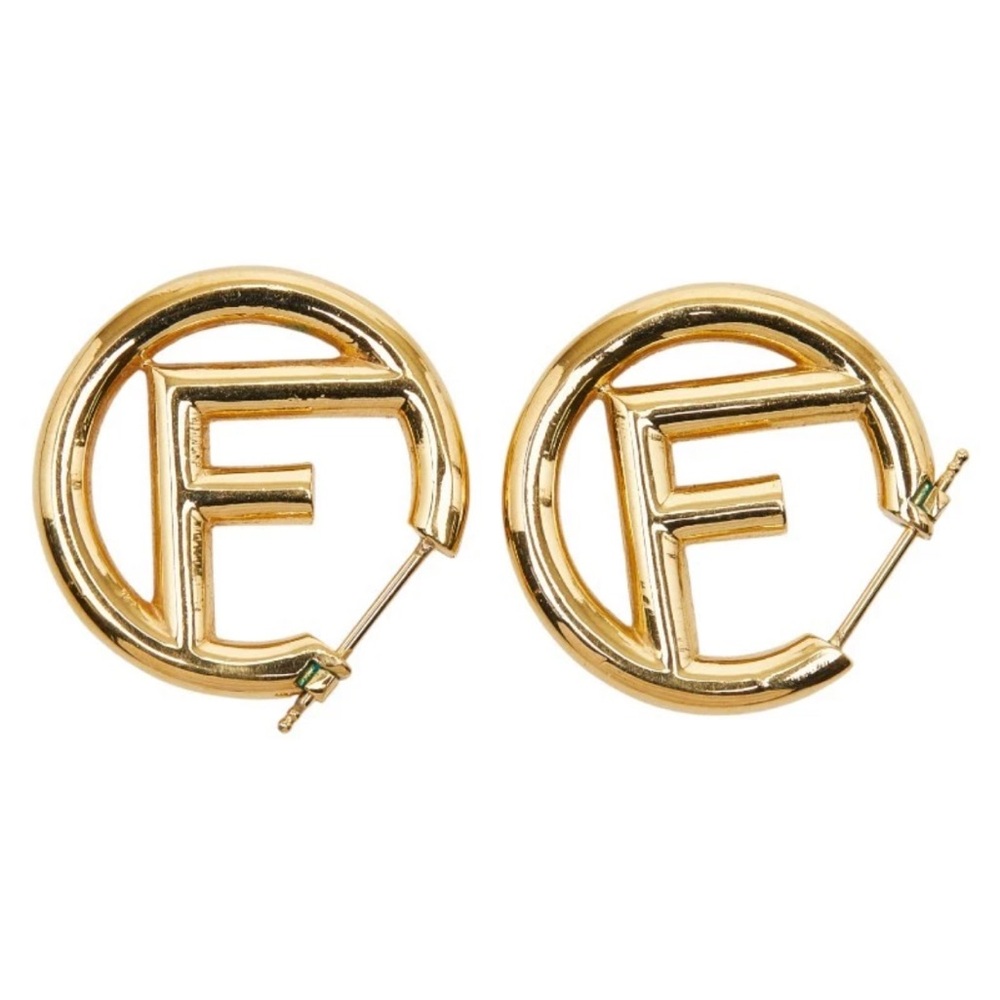 Gold Dainty Designer Logo Earrings